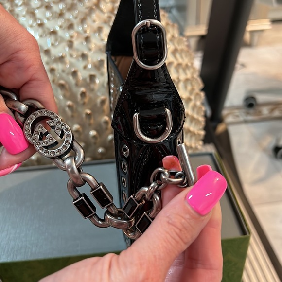 LIMITED GUCCI black and silver chain Gucci bag with Swarovski crystals. BNIB - Picture 10 of 10